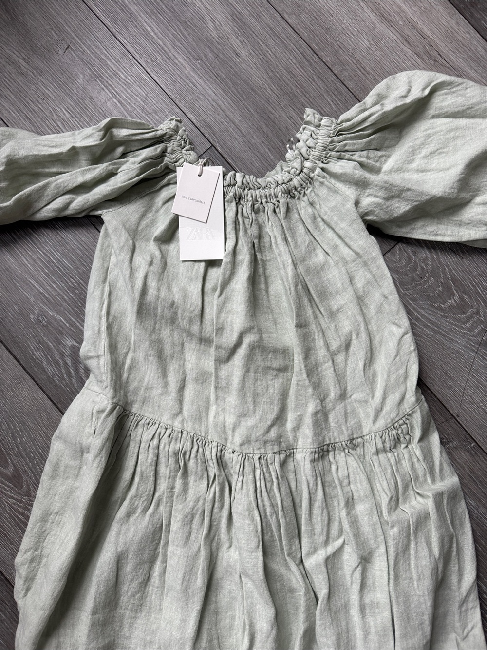 NWT 2026 Zara 100% Linen Off Shoulder Midi Dress | XS | Quiet Luxury | Resor - Picture 8 of 9